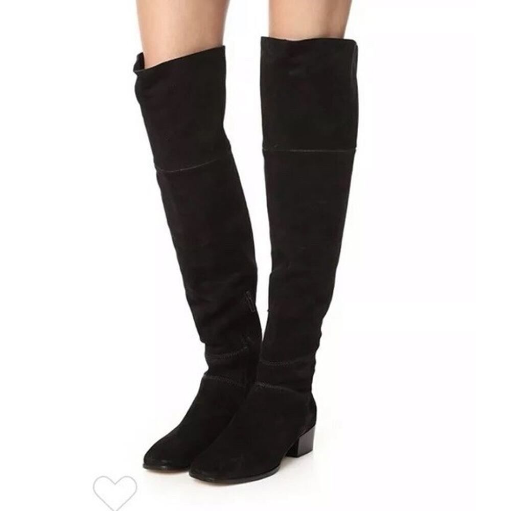 Joie Black Suede Over the Knee Boots Women’s 36.5 / US 6.5 Block Heel Overknee